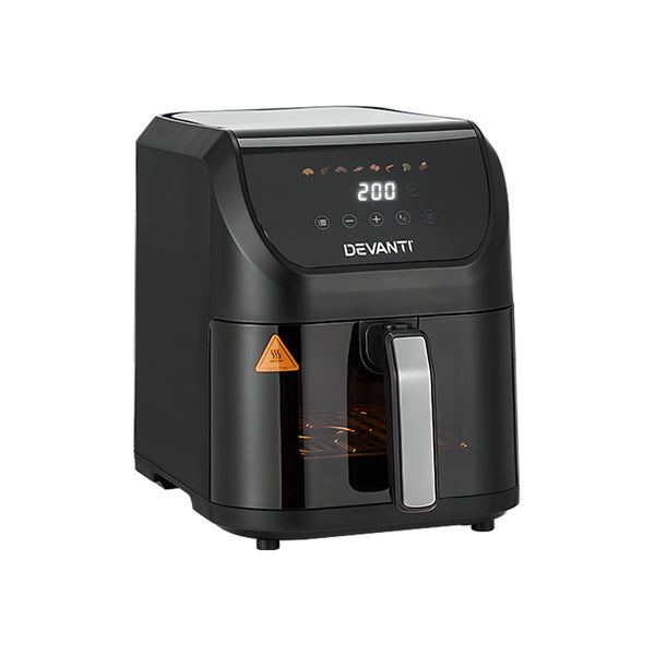 Devanti Air Fryer 5L W/ LCD Touch 1500W Automatic Cooking Black