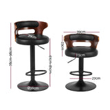 Artiss 4x Bar Stools Gas Lift Faux Leather Mid-back Curved Plywood Frame