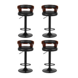 Artiss 4x Bar Stools Gas Lift Faux Leather Mid-back Curved Plywood Frame