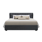 Artiss Bed Frame King Size Gas Lift Charcoal ISSA premium faux linen fabric