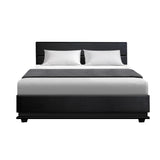 Artiss Bed Frame Double Size LED Gas Lift Black LUMI