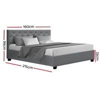 Artiss Bed Frame Queen Size Gas Lift Grey VILA