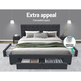 Artiss Bed Frame Double Size with 4 Drawers Grey AVIO