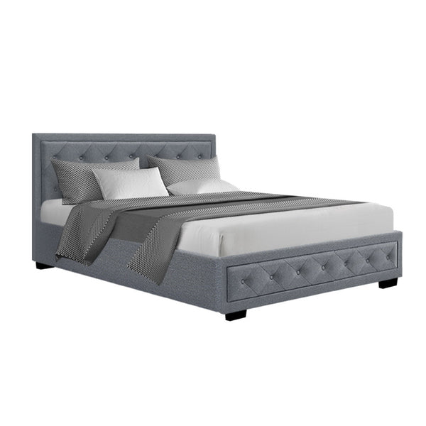 Artiss Bed Frame Double Size Gas Lift Grey TIYO