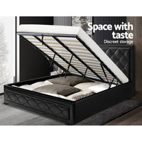 Artiss Bed Frame King Size Gas Lift Black TIYO