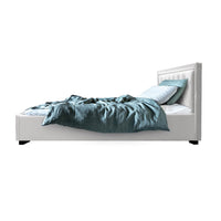 Artiss Bed Frame King Single Size Gas Lift White TIYO