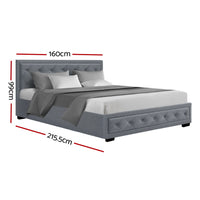 Artiss Bed Frame Queen Size Gas Lift Grey TIYO