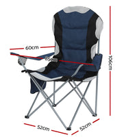 2pcs Weisshorn Camping Folding Chair Portable Outdoor Hiking Fishing Picnic Navy 