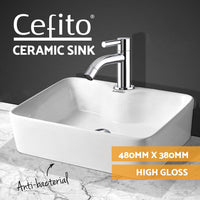 Cefito Bathroom Basin Ceramic Basins Sink Vanity Bowl Above Counter Rectangle White