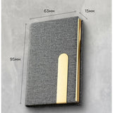 Business Card Holder Stainless Steel PU Leather Case Cards Holders Cover Grey