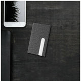 Business Card Holder Stainless Steel PU Leather Case Cards Holders Silver Grey