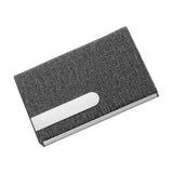 Business Card Holder Stainless Steel PU Leather Case Cards Holders Silver Grey