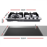 Devanti Gas Cooktop 60cm Gas Stove Cooker 4 Burner Cook Top Konbs NG LPG Steel