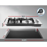 Devanti Gas Cooktop 60cm Kitchen Stove 4 Burner Cook Top NG LPG Stainless Steel