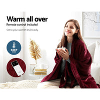 Washable Electric Heated Throw Rug Snuggle Blanket Soft Coral Fleece Bedding Red