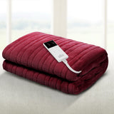 Washable Electric Heated Throw Rug Snuggle Blanket Soft Coral Fleece Bedding Red