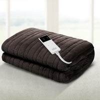 Washable Electric Heated Throw Rug Snuggle Blanket Soft Coral Fleece Bedding Chocolate