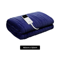 Washable Electric Heated Throw Rug Snuggle Blanket Soft Coral Fleece Bedding Navy