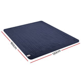 Washable Electric Heated Throw Rug Snuggle Blanket Soft Coral Fleece Bedding Navy