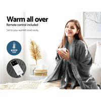 Washable Electric Heated Throw Rug Snuggle Blanket Soft Coral Fleece Bedding Silver