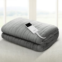 Washable Electric Heated Throw Rug Snuggle Blanket Soft Coral Fleece Bedding Silver