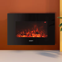 Devanti Electric Fireplace Fire Heater Wall Mounted 3D Flame Indoor 2000W Effect