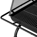 Grillz Fire Pit BBQ Grill Outdoor Fireplace Steel Mesh cover with 2 flip-up doors