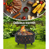 Fire Pit BBQ Charcoal Grill Ring Portable Outdoor Kitchen Fireplace 32"