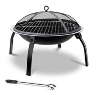 Fire Pit BBQ Charcoal Smoker Portable Outdoor Camping Pits Patio Fireplace 22"