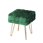 Artiss Ottoman Foot Stool Living Room Bedroom Woven Velvet Green