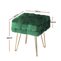 Artiss Ottoman Foot Stool Living Room Bedroom Woven Velvet Green