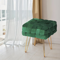 Artiss Ottoman Foot Stool Living Room Bedroom Woven Velvet Green