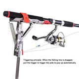 Stainless Steel Fishing Rod Rest Holder with Automatic Tip-Up Hook Setter Spring Camping