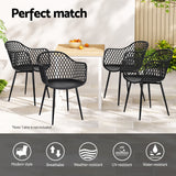 Gardeon 4PC Outdoor Dining Chairs PP Lounge Chair Patio Furniture Garden Black