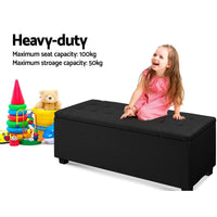 Artiss Storage Ottoman Blanket Box Black Fabric Footstool Chest Couch Seat Toy