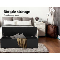 Artiss Storage Ottoman Blanket Box Black Fabric Footstool Chest Couch Seat Toy