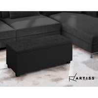 Artiss Storage Ottoman Blanket Box Black Fabric Footstool Chest Couch Seat Toy