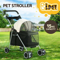 i.Pet Pet Stroller Pram Dog Cat Carrier Cage Large Travel Pushchair Foldable 4 Wheels