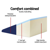 Wedge Pillow Memory Foam Cool Gel Back Cushion Pad Support Elevate Leg Pillows Blue