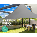 3x3x4.3m Instahut Shade Sail Triangle 280GSM 98% Grey Shade Cloth