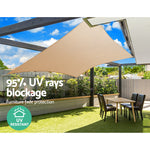 3x6m Instahut Shade Sail Rectangle 185GSM 95% Sand Shade Cloth