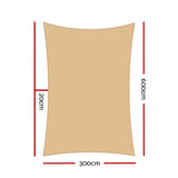 3x6m Instahut Shade Sail Rectangle 280GSM 98% Sand Shade Cloth