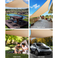 3x6m Instahut Shade Sail Rectangle 280GSM 98% Sand Shade Cloth