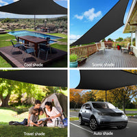 4x6m Instahut Shade Sail Rectangle 280GSM 98% Black Shade Cloth