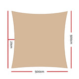 5x5m Instahut Shade Sail Square 280GSM 98% Sand Shade Cloth