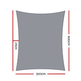 Instahut Shade Sail 5x6m Rectangle 280GSM 98% Grey Shade Cloth