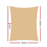 Instahut Shade Sail 5x6m Rectangle 280GSM 98% Sand Shade Cloth