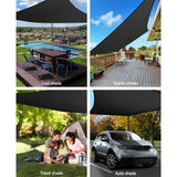 5x7m Instahut Shade Sail Rectangle 280GSM 98% Black Shade Cloth