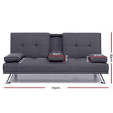 Artiss Sofa Bed 175CM Dark Grey Fabric