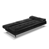 Artiss Sofa Bed 188CM Black PU Leather